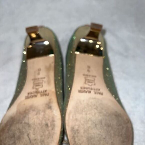 Paul Mayer Attitudes Womens Gold Sparkle Gold Kitten Heel Pumps Shoes Size 9.5 - Picture 7 of 9